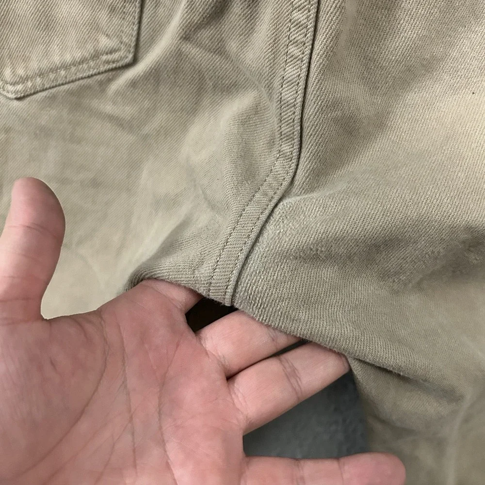 Levis Jeans Mens 38x34 Beige Denim 501 Straight Leg Button Fly American Red Tab